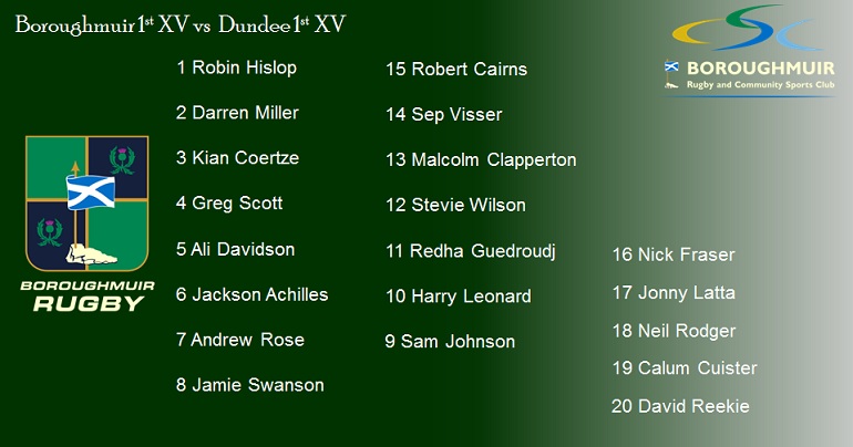 Muir Team list against Dundee